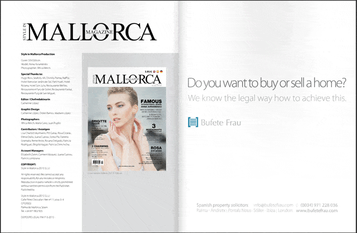 colaboracion con la revista style in mallorca magazine summer edition bufete fraugif